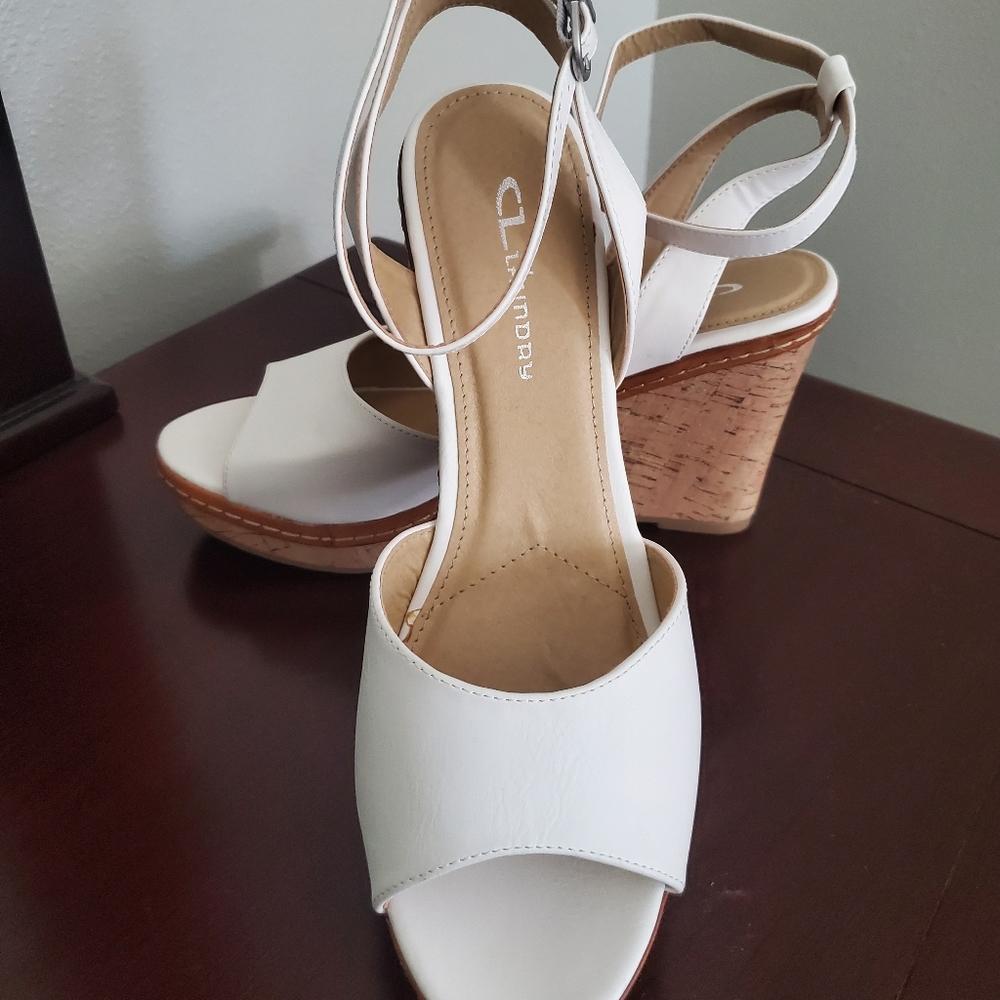 White wedge sandals